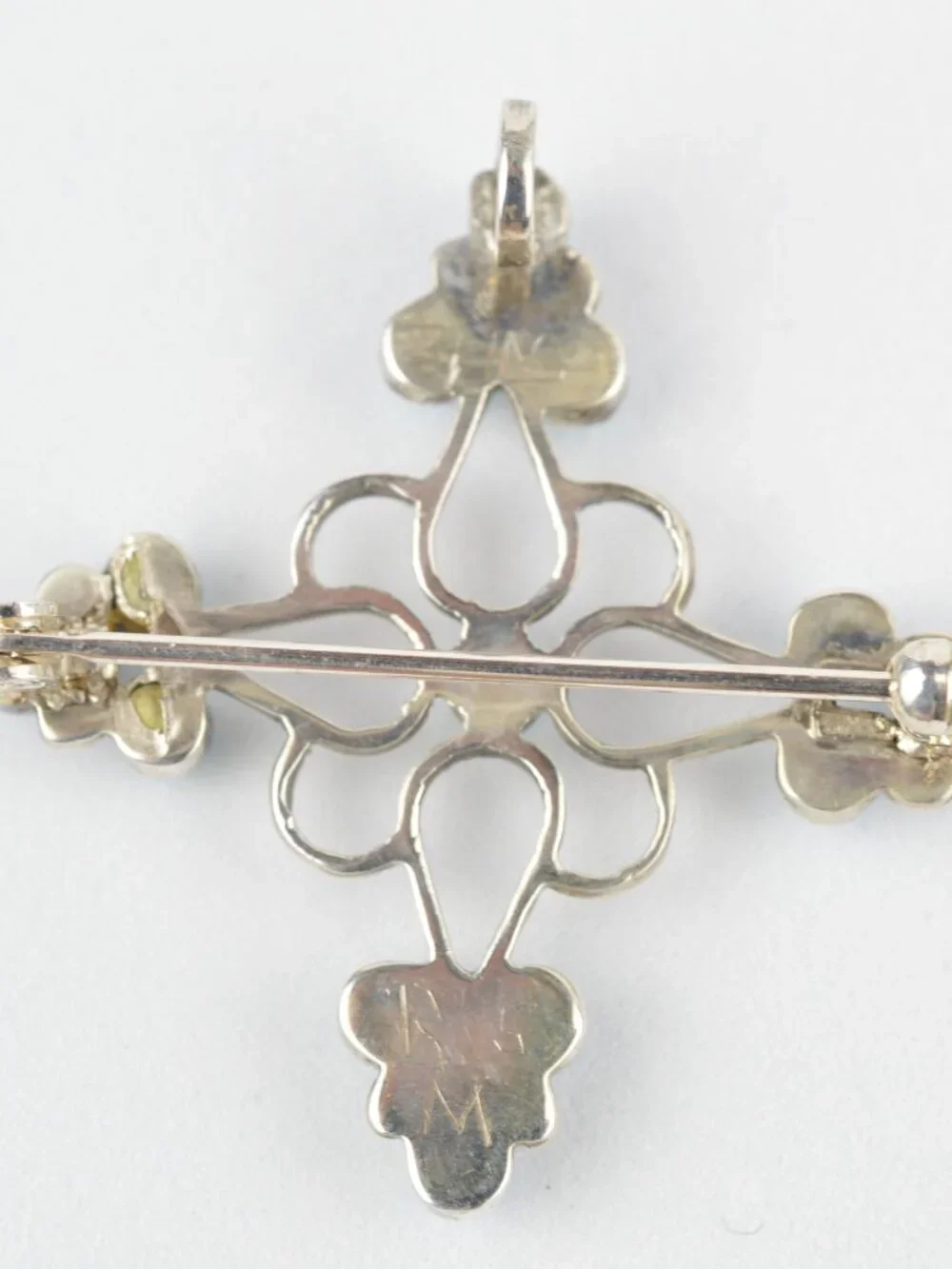 Vtg Zuni Sterling Silver Turquoise Cross Pendant Brooch Pin Signed NM 1.25